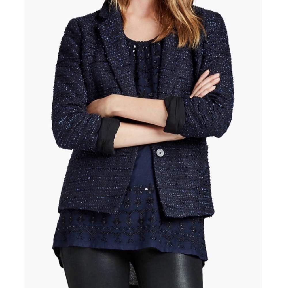 LUCKY BRAND Blue Linen Blazer